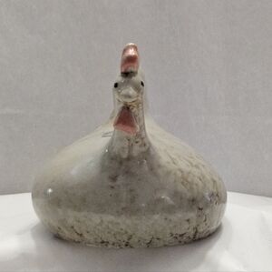Signed, Folk Art Ceramic Hen or Rooster.